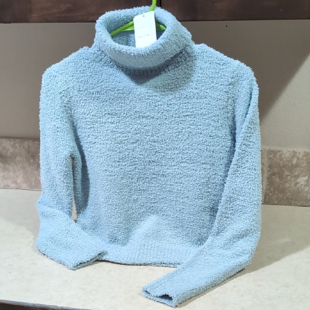 Active USA Soft Sky Blue Turtleneck Sweater
